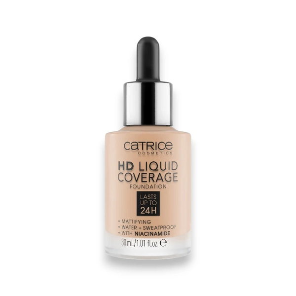Podkład Catrice HD Liquid Coverage 050 Rosy Ash 30ml – Matujący i Wegański